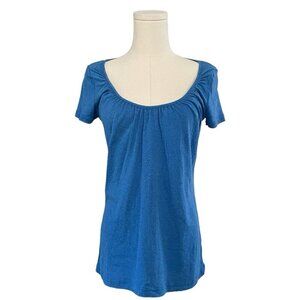 Michael Stars The Original Tee One Size (M) Nylon Round Neck Stretch Womens Blue